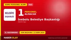 İnebolu Belediye Başkanlığı sürekli işçi alımı ilanı 2026