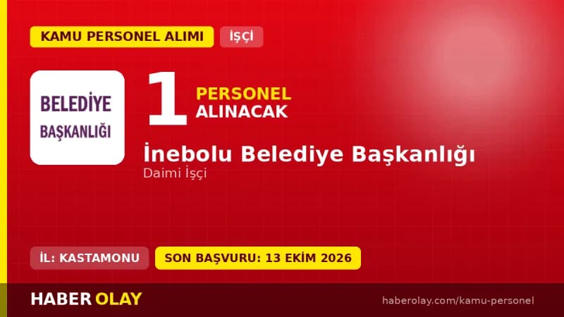 İnebolu Belediye Başkanlığı sürekli işçi alımı ilanı 2026