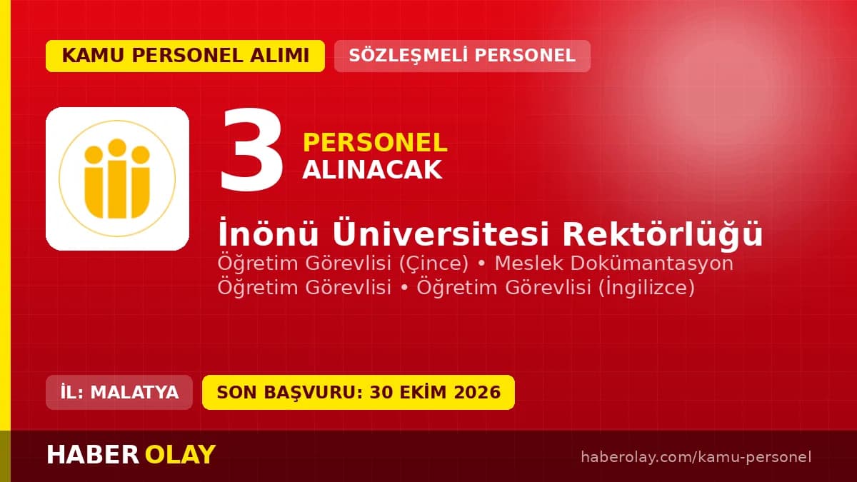 İnönü Üniversitesi öğretim elemanı alımı için başvuru duyurusu ve kadro bilgileri