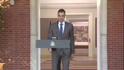 İspanya Başbakanı Pedro Sanchez basın toplantısında konuşuyor