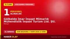 Isparta Eğirdir Belediyesi Gölbelde İmar İnşaat Ltd. Şti. mimar personel alımı ilanı