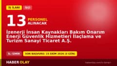 İZENERJİ A.Ş. İzmir'de 13 özel güvenlik görevlisi geçici işçi alımı ilanı