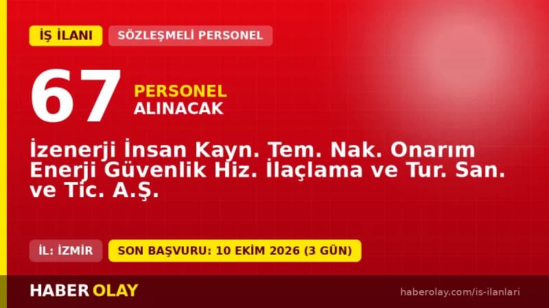 İzenerji engelli personel alımı için farklı pozisyonlarda 67 kişilik kadro açtı, başvurular 10 Ekim 2026'ya kadar devam