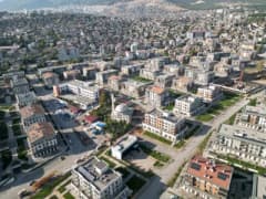 Kahramanmaraş'ta 6 Şubat 2023 depreminden sonra yenilenen mahallelerin havadan drone görüntüsü