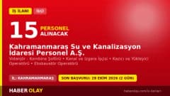 Kahramanmaraş Su ve Kanalizasyon İdaresi Personel A.Ş. işçi alımı ilanı