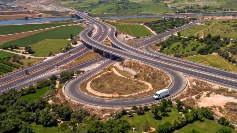 Kahramanmaraş Kılavuzlu bölgesinde yapımı devam eden Kuzey Çevre Yolu Batı girişi 3 katlı köprülü kavşak inşaatı