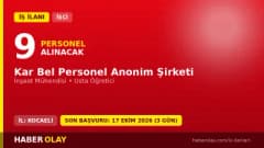 Kar Bel Personel A.Ş. Kocaeli Karamürsel 9 işçi alımı ilanı başvuru tarihleri ve şartları