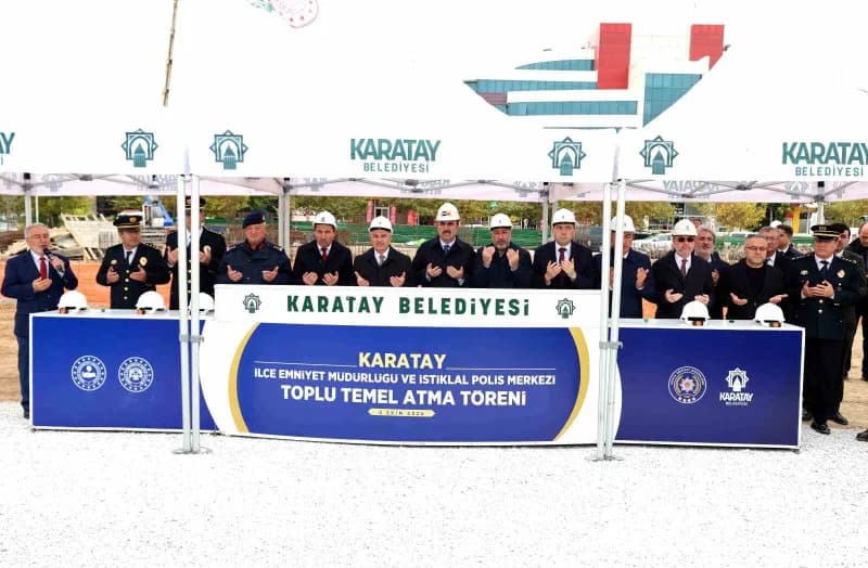 Karatay’da İlçe Emniyet Müdürlüğü ve İstiklal Polis Merkezi temel atma töreninden görüntü