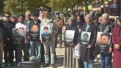 Kastamonu Nasrullah Meydanı’nda Aksa Tufanı yıl dönümü için toplanan vatandaşlar İsrail’i protesto ediyor
