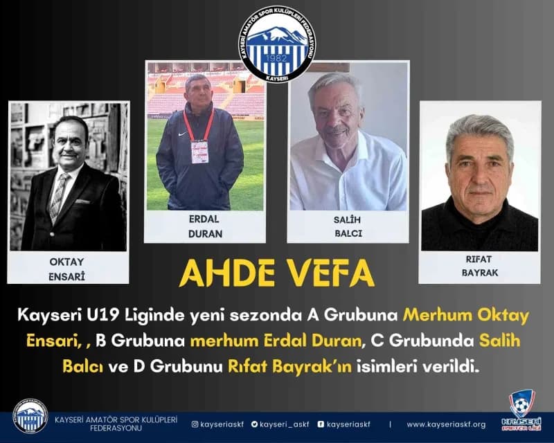 Kayseri ASKF yönetimi amatör lig gruplarına isim verme töreninde
