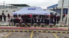 Kayseri organize sanayi bölgesinde kimyasal kaza tatbikatı sırasında müdahale ekipleri çalışıyor