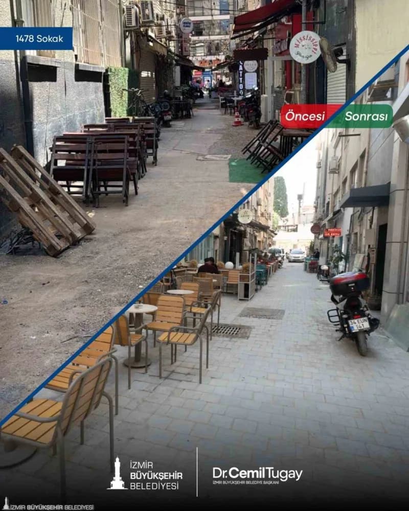 İzmir Büyükşehir Belediyesi, Alsancak Kıbrıs Şehitleri Caddesi’ni baştan sona yeniliyor. (Öncesi - sonrası)