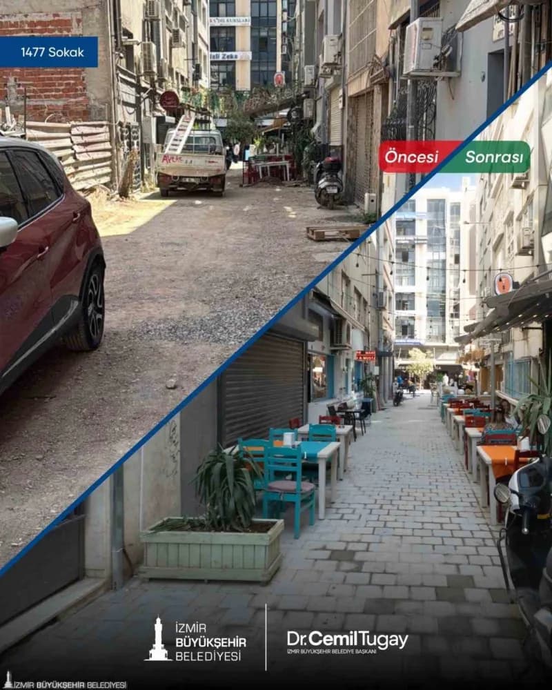 İzmir Büyükşehir Belediyesi, Alsancak Kıbrıs Şehitleri Caddesi’ni baştan sona yeniliyor. (Öncesi - sonrası)