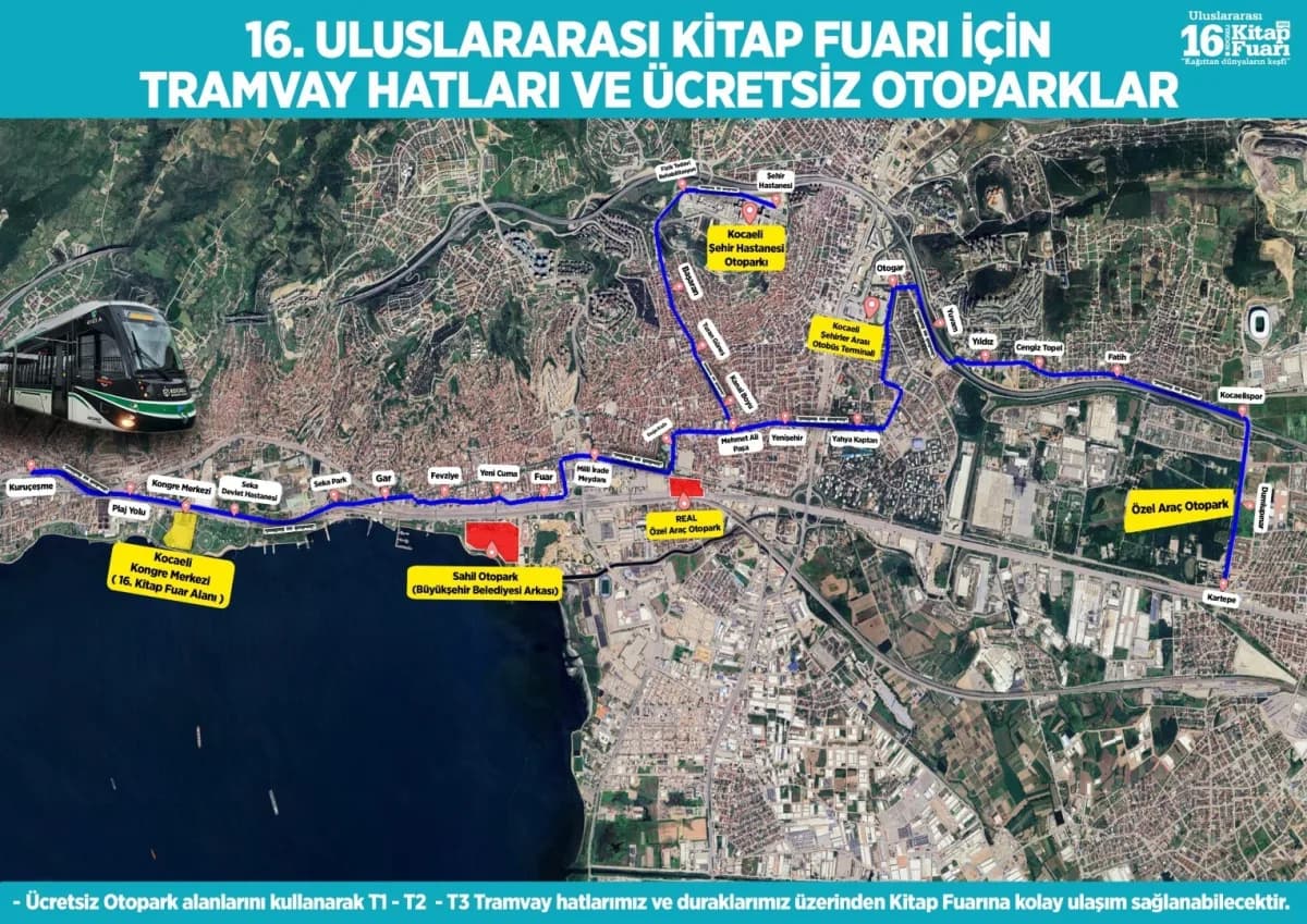 Kocaeli Büyükşehir Belediyesi, Kocaeli Kitap Fuarı'na gelecek ziyaretçiler için ulaşım kolaylığı sağlayacak.