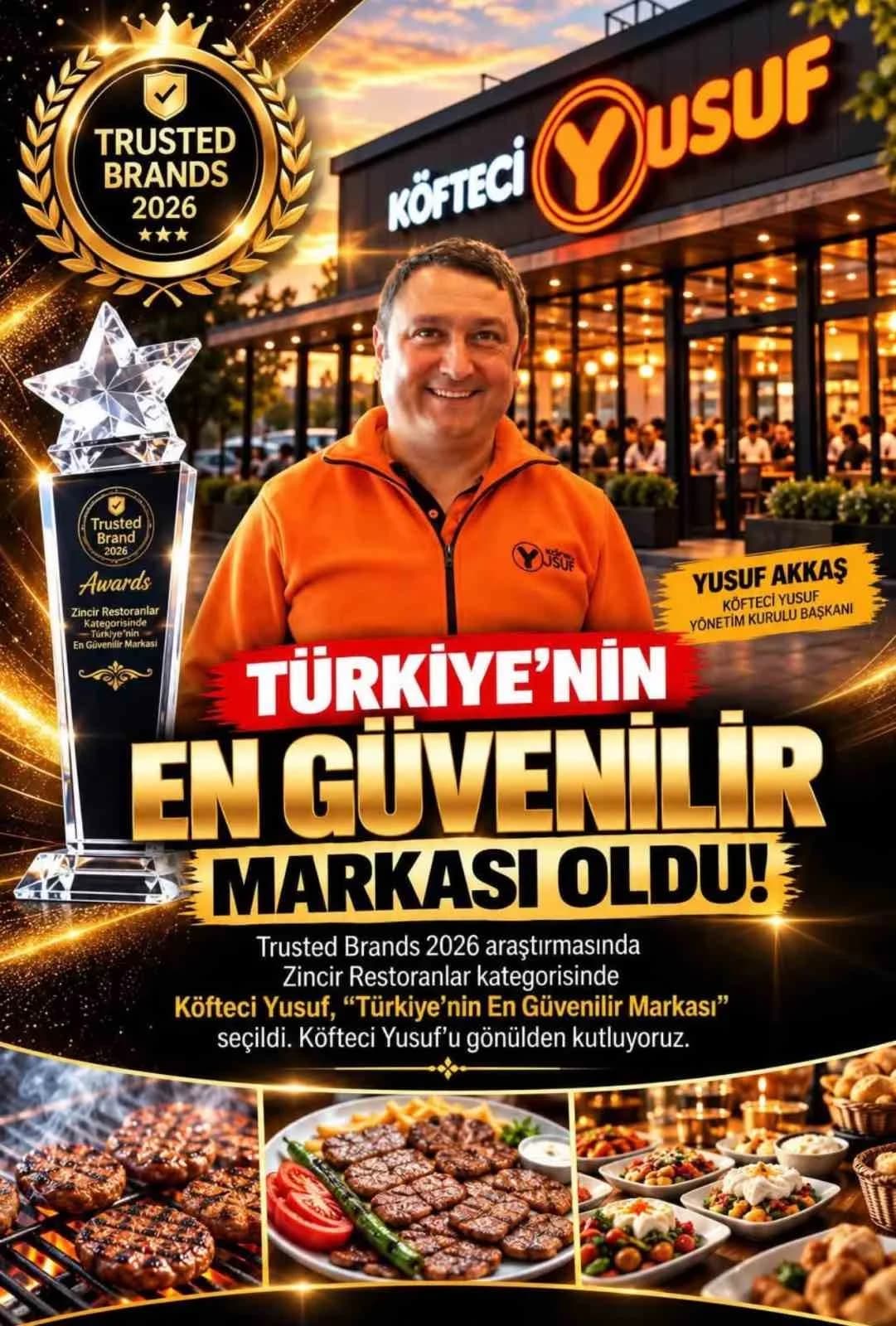 Türkiye'nin en güvenilir markalarının belirlendiği Trusted Brands 2026 araştırmasında Köfteci Yusuf,
