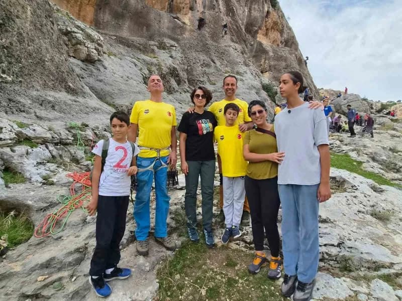 Gaziantep’in Araban ilçesinde yer alan Köklüce Kanyonu’nda düzenlenen Tırmanış Festivali, dağcılar,