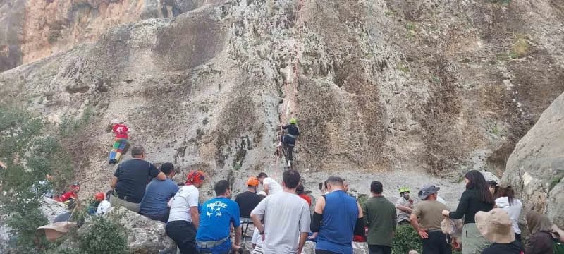 Gaziantep’in Araban ilçesinde yer alan Köklüce Kanyonu’nda düzenlenen Tırmanış Festivali, dağcılar,
