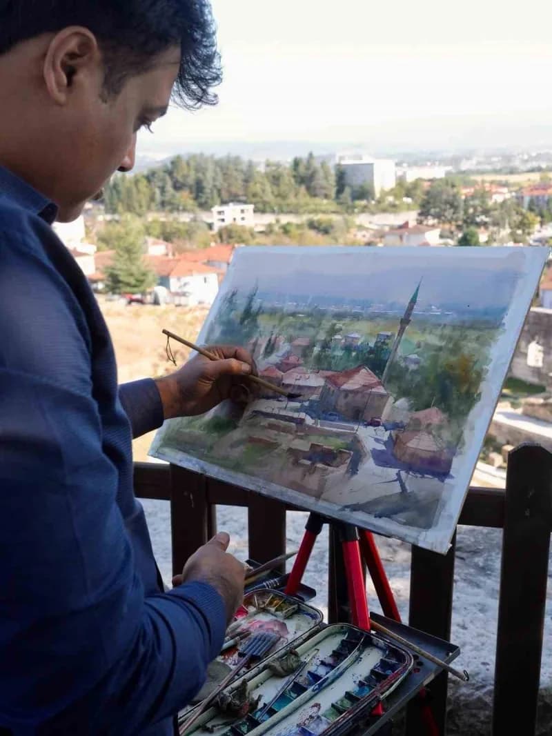 Akçakoca ilçesinde 2. Uluslararası Suluboya Festivali kapsamında Düzce’ye gelen 16 ülkeden 81 Suluboya sanatçısı, Konura