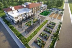 Muğla Köyceğiz’de inşaatı devam eden Yaşlı Bakımevi projesinin dış görünümü