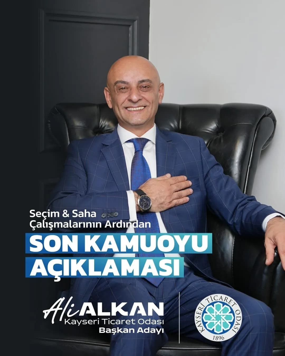 Kayseri Ticaret Odası Başkan Adayı Ali Alkan seçim öncesi destek verenlere teşekkür ediyor