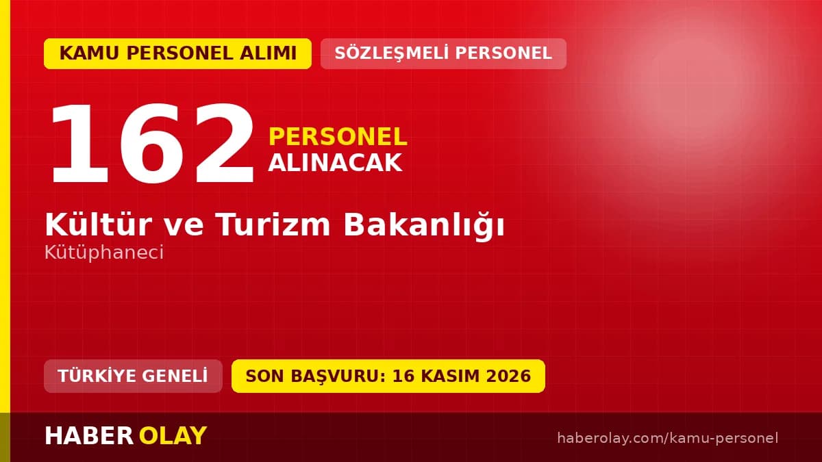 Kültür ve Turizm Bakanlığı 162 sözleşmeli kütüphaneci personel alımı ilanı başvuru detayları