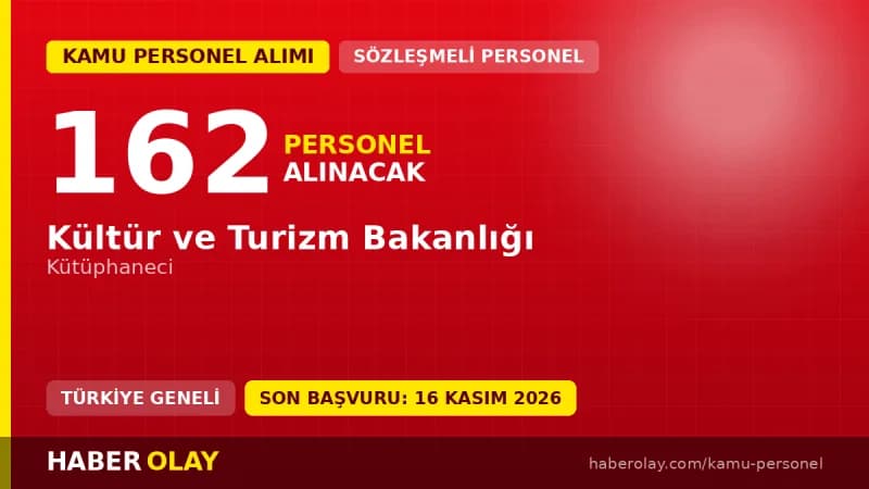 Kültür ve Turizm Bakanlığı 162 sözleşmeli kütüphaneci personel alımı ilanı başvuru detayları