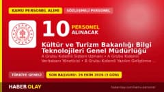 Kültür ve Turizm Bakanlığı sözleşmeli bilişim personeli alımı ilanı, 10 kadro, başvurular 19-26 Ekim