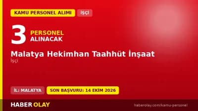 Malatya Hekimhan Taahhüt İnşaat işçi personel alımı ilanı 2026