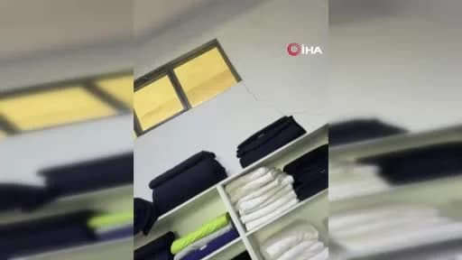 Maltepe'de çöken 7 katlı binanın giriş katındaki dükkanın iç duvarlarında oluşan çatlaklar