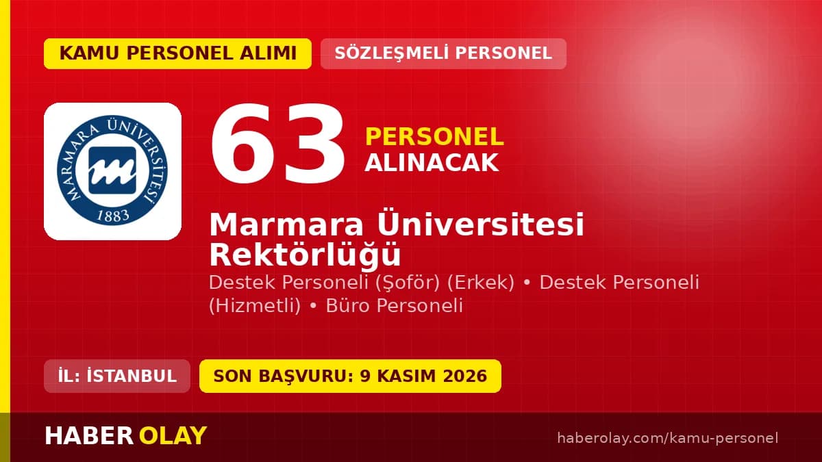 Marmara Üniversitesi 63 sözleşmeli personel alımı yapacak: Başvurular 09 Kasım'da sona eriyor