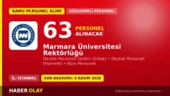 Marmara Üniversitesi Rektörlüğü sözleşmeli personel alımı ilanı 2026