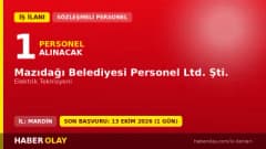 Mardin Mazıdağı Belediyesi Personel Ltd. Şti. elektrik teknisyeni personel alımı ilanı