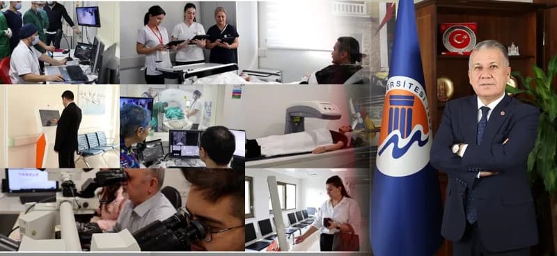 Mersin Üniversitesi Hastanesi binası ve sağlık çalışanları