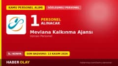 Mevlana Kalkınma Ajansı 1 Uzman Personel alımı için resmi ilan ve başvuru bilgileri
