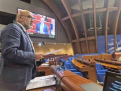 Milletvekili Murat Cahid Cıngı Avrupa Konseyi Parlamenter Meclisi’nde konuşma yaparken