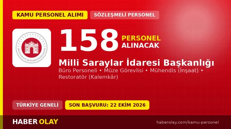 Milli Saraylar İdaresi Başkanlığı 158 sözleşmeli personel alımı ilanı başvuru detayları