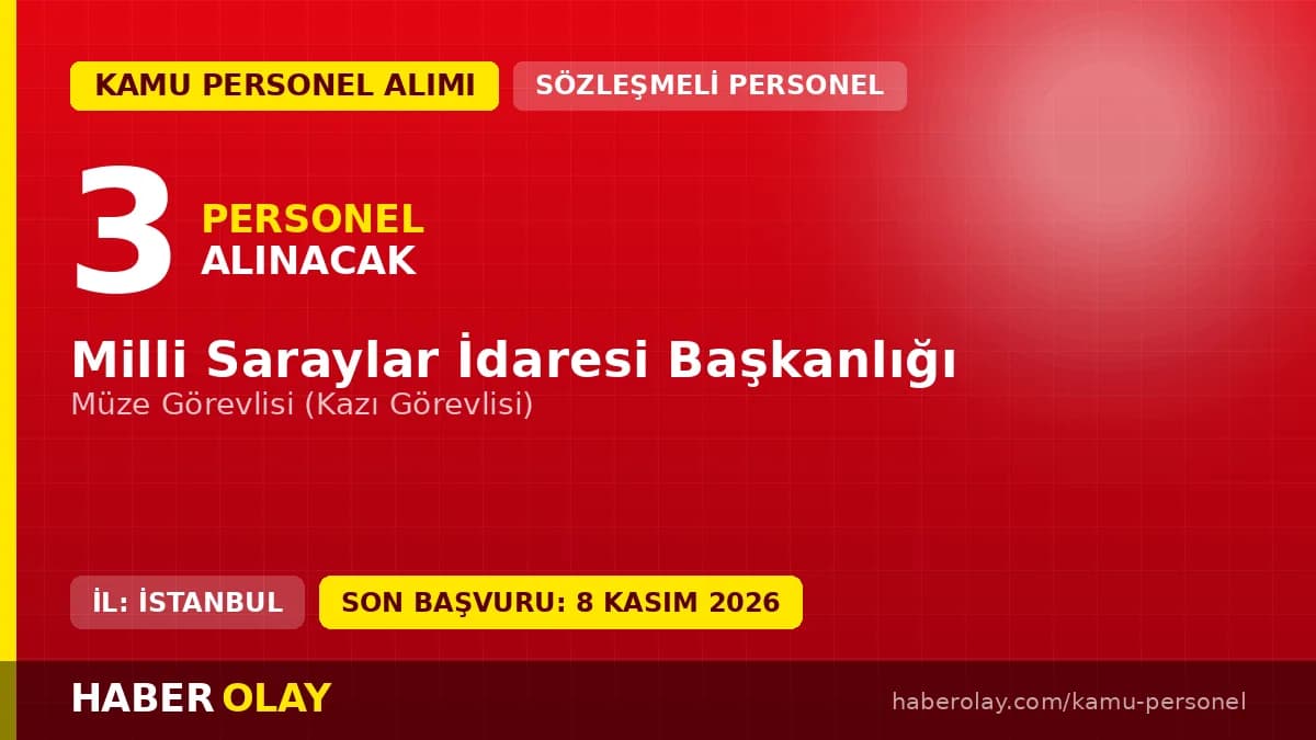 Milli Saraylar İdaresi 3 sözleşmeli müze görevlisi alacak: Başvurular 08 Kasım