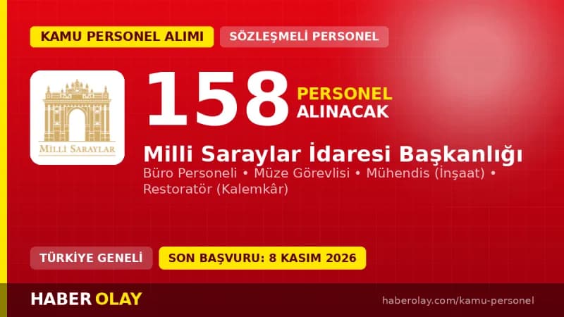 Milli Saraylar İdaresi 158 sözleşmeli personel alımı ilanı başvuru detayları