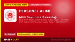 Milli Savunma Bakanlığı 2026 yılı Tabip, Diş Tabibi ve Beden Eğitimi Öğretmeni subay adayı alımı ilanı