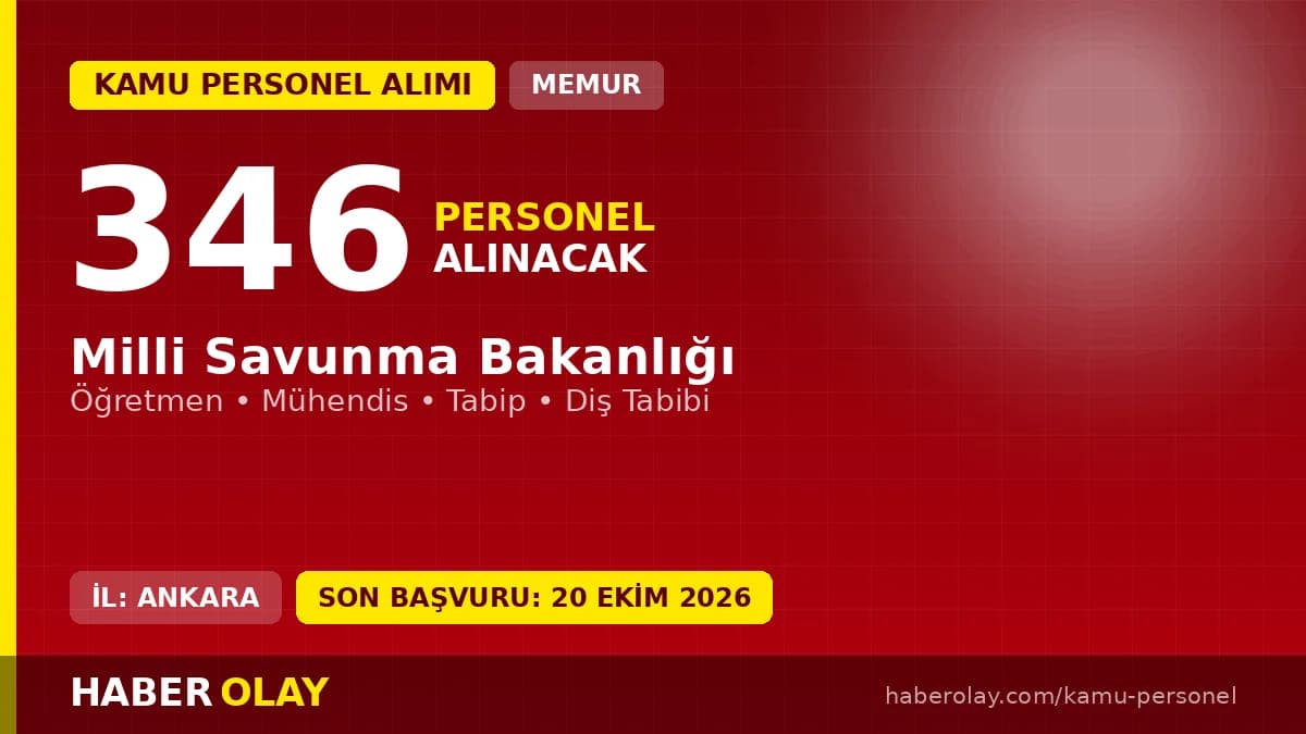 Milli Savunma Bakanlığı 346 öğretmen, mühendis, tabip ve milli sporcu subay alımı ilanı