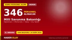 Milli Savunma Bakanlığı 346 öğretmen, mühendis, tabip ve milli sporcu subay alımı ilanı