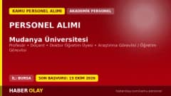 Mudanya Üniversitesi öğretim üyesi ve araştırma görevlisi personel alımı ilanı 2026