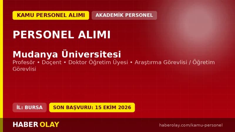 Mudanya Üniversitesi öğretim üyesi ve araştırma görevlisi personel alımı ilanı 2026
