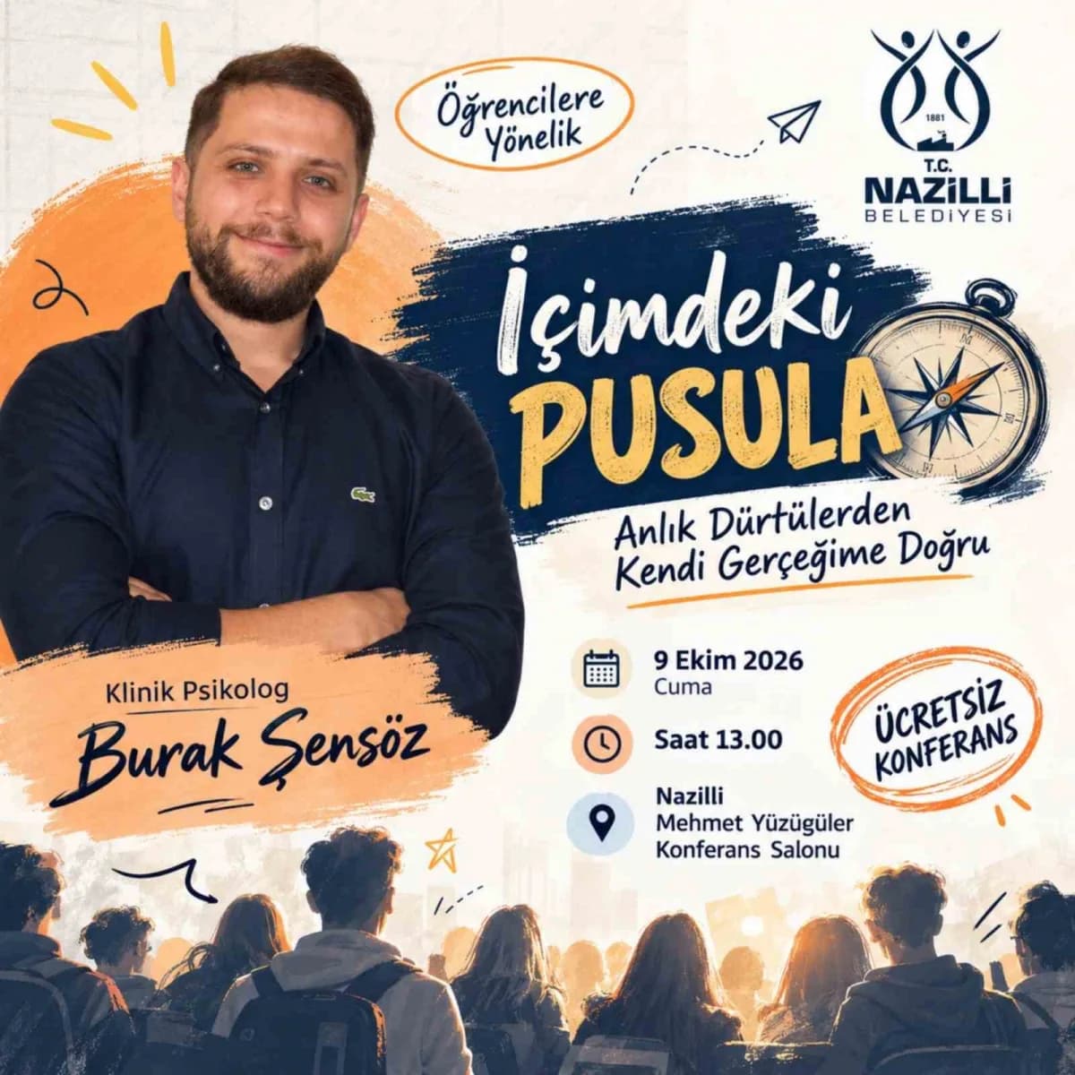 Nazilli Belediyesi tarafından düzenlenen çocuk ve gençlik konferanslarının yapıldığı Mehmet Yüzügüler Konferans Salonu