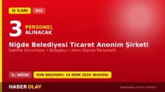 Niğde Belediyesi Ticaret Anonim Şirketi 3 daimi işçi alımı ilanı, başvurular 16 Ekim 2026 tarihinde