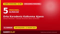 Orta Karadeniz Kalkınma Ajansı 5 personel alımı için başvuru detayları ve şartlar