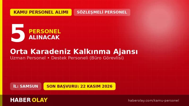 Orta Karadeniz Kalkınma Ajansı 5 personel alımı için başvuru detayları ve şartlar