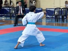 Şahinbey’de Spor Toto Türkiye Yıldızlar Ligi 3. Etap karate müsabakalarında genç sporcular tatamiden mücadele ediyor