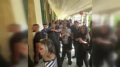 KKTC Lefkoşa Ağır Ceza Mahkemesi binası önünde duruşma günü görüntüsü