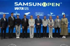Samsun Open WTA 125 Kadınlar Tenis Turnuvası’nda kortta mücadele eden tenisçiler